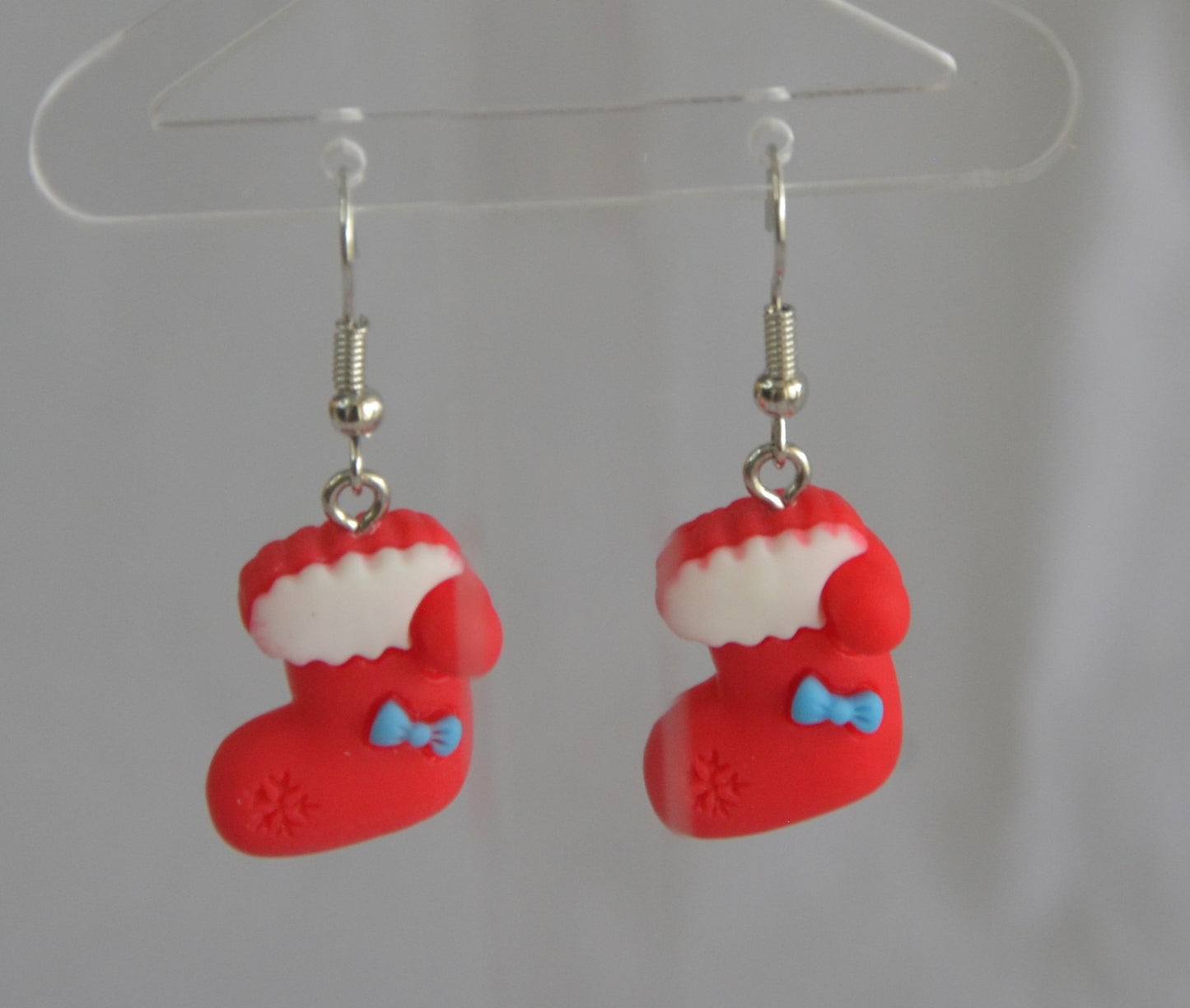 Boot Earrings with Sky Blue Bow