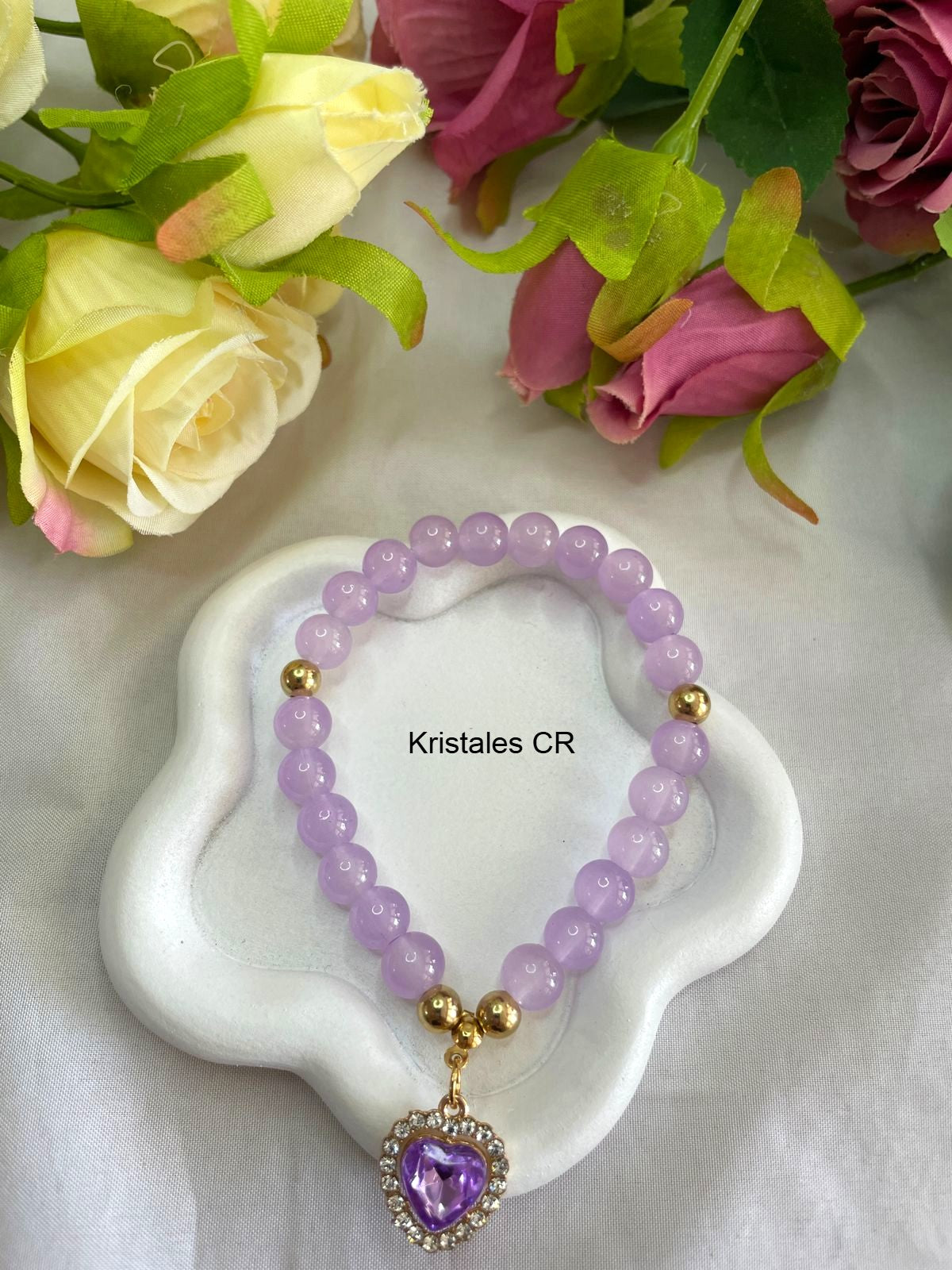 Pulsera con Corazón (Morado Claro)