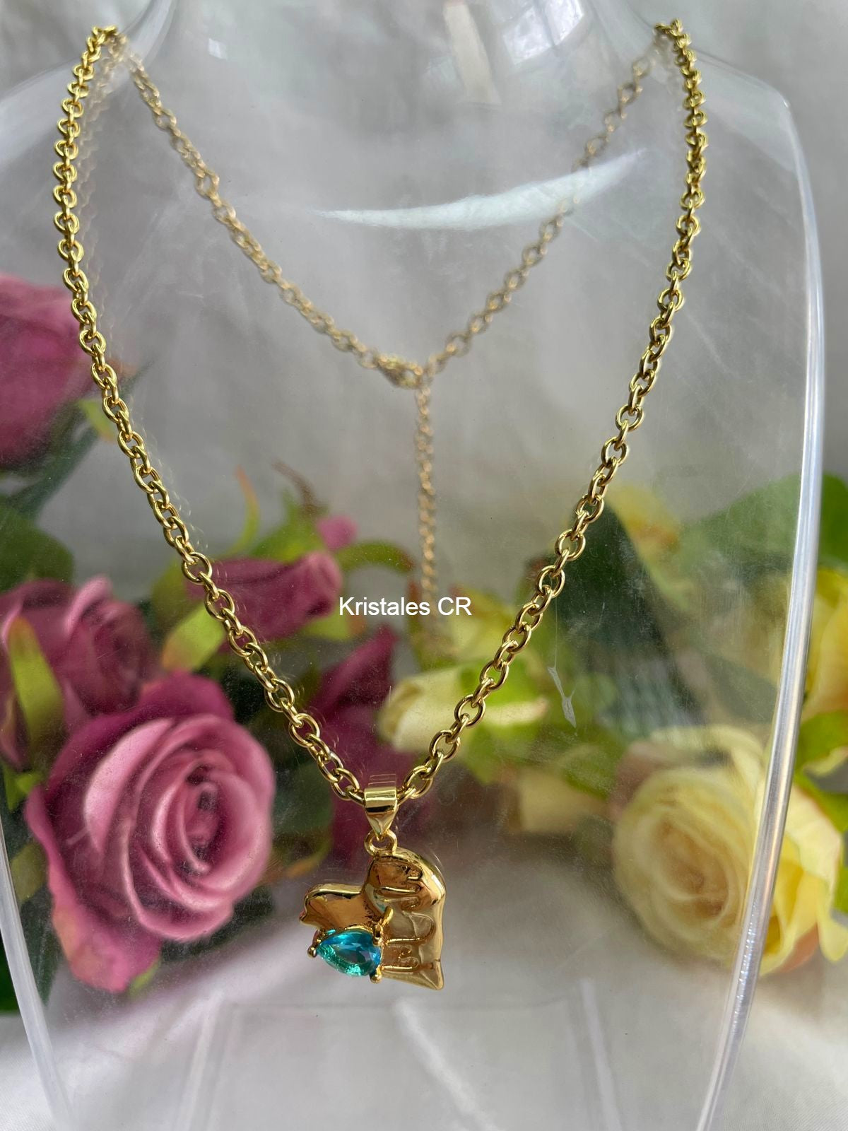 Collar de Corazón Con Celeste