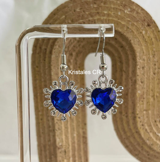 Aretes de Corazón Azul