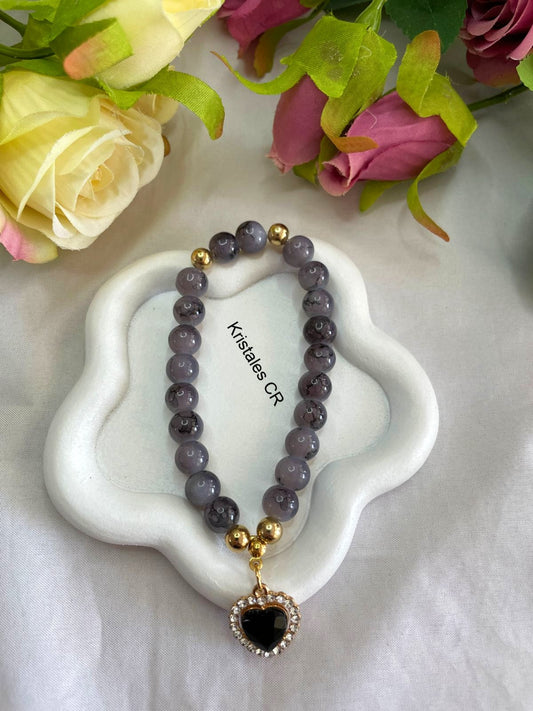 Pulsera con Corazón (Gris)