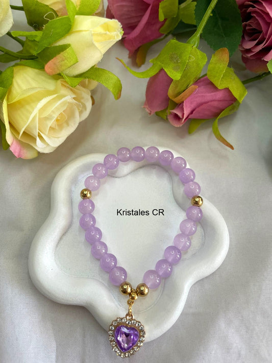 Pulsera con Corazón (Morado Claro)