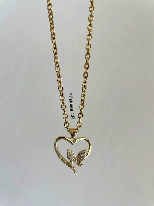 Collar Corazón y Mariposa
