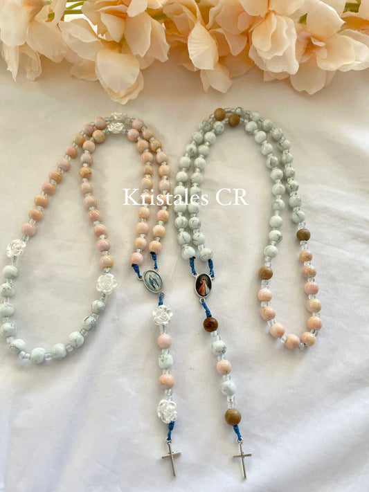 Couple's Rosary - Pink and White Set