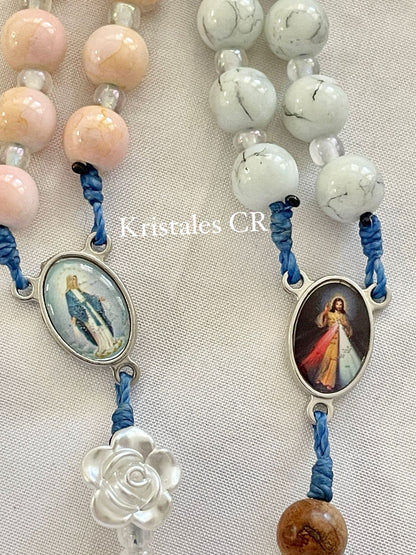 Couple's Rosary - Pink and White Set