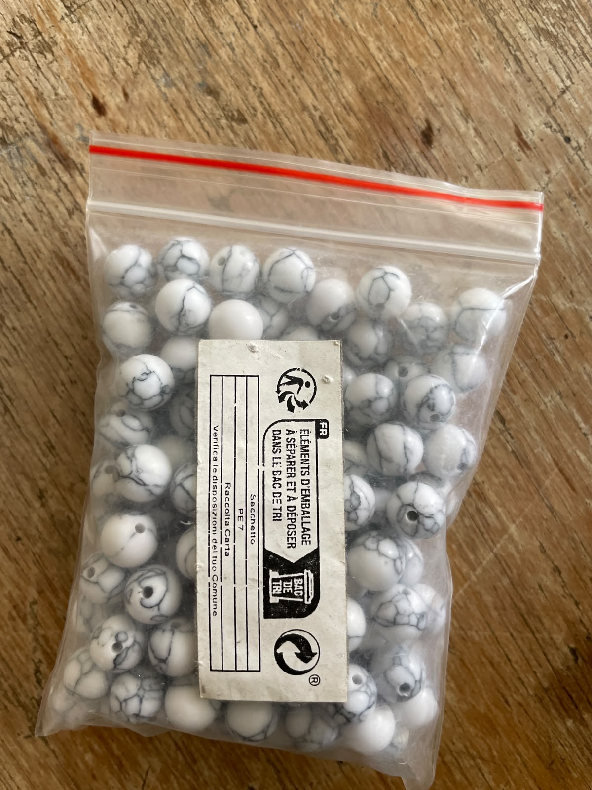 Mix de Abalorio Howlite y Perla de Vidrio