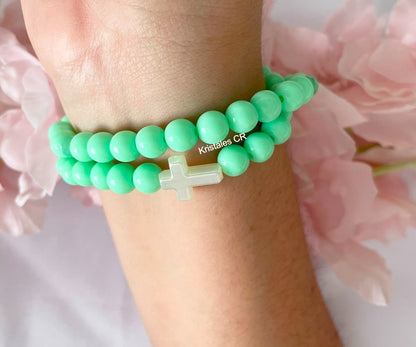 Rosario - Pulsera (Verde Claro)