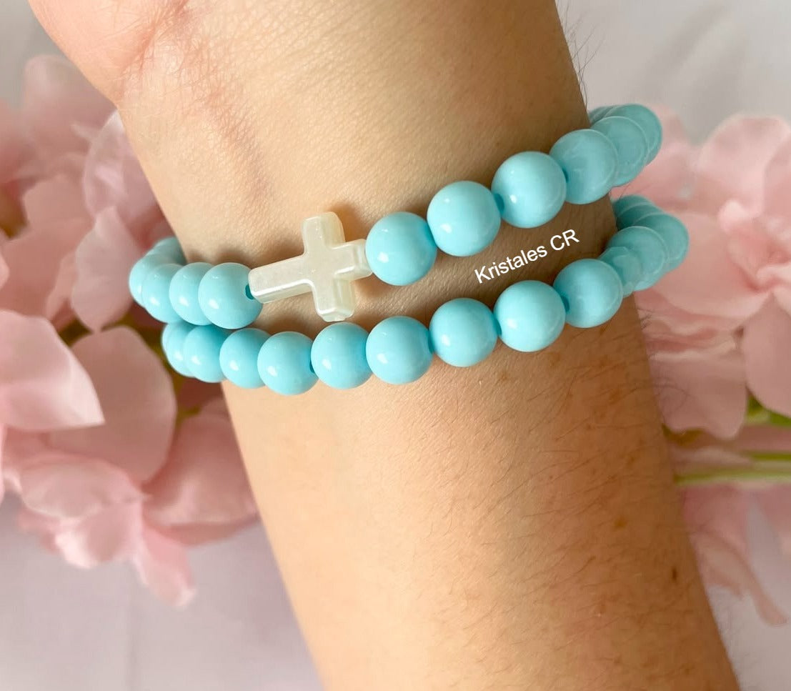 Rosario - Pulsera (Celeste)
