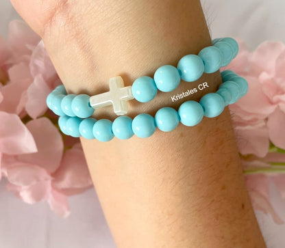 Rosario - Pulsera (Celeste)
