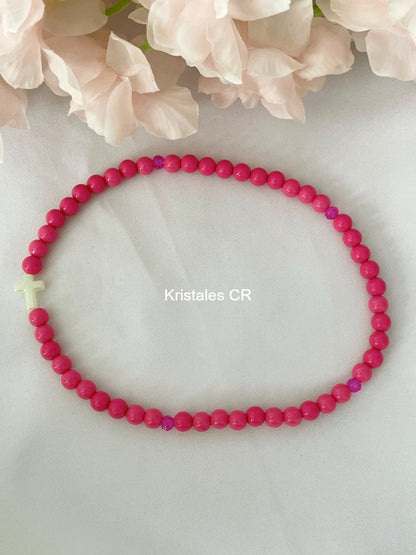 Rosario - Pulsera (Rosado Oscuro)