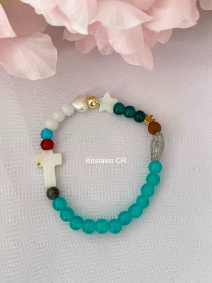 Pulsera de la Vida de Jesús (Verde Agua)