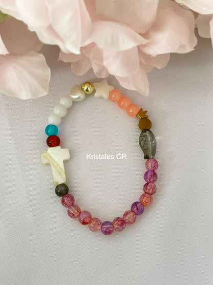 Pulsera de la Vida de Jesús (Rosado/Morado)