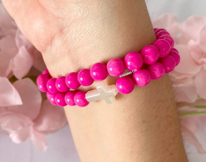 Rosario - Pulsera (Rosado Oscuro)